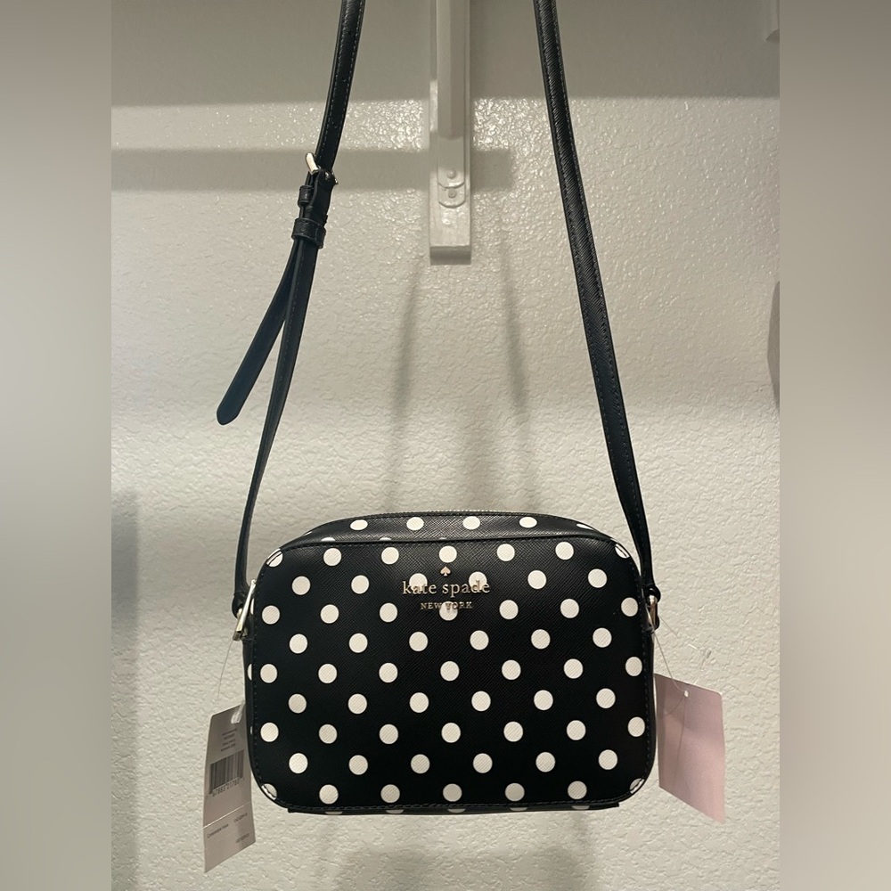 White & Black Kate Spade Polka Dot Cross Body Bag. NWT!